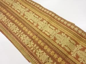 本場筑前博多縞に花葉・オブジェ模様織出し名古屋帯